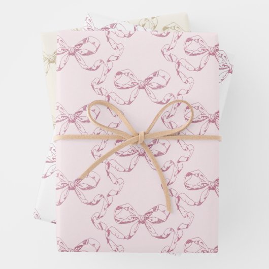 Elegante  Girly Preppy Bows Roze Toile Inpakpapier Vel (In situ)