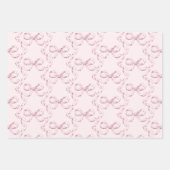Elegante  Girly Preppy Bows Roze Toile Inpakpapier Vel (Voorkant)