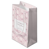 Elegante  Girly Preppy Bows Roze Toile Klein Cadeauzakje (Voorkant Gekanteld)