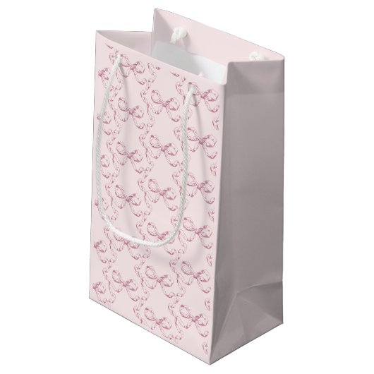 Elegante Girly Preppy Bows Roze Toile Klein Cadeauzakje (Achterkant Gekanteld)