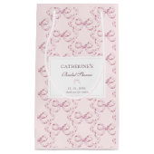 Elegante Girly Preppy Bows Roze Toile Klein Cadeauzakje (Voorkant)