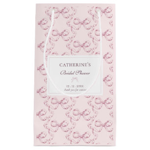 Elegante  Girly Preppy Bows Roze Toile Klein Cadeauzakje