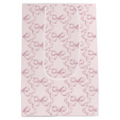 Elegante  Girly Preppy Bows Roze Toile Medium Cadeauzakje (Achterkant)