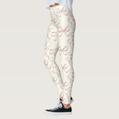 Elegante  Girly Preppy Roze Bogen op Ivoor Leggings (Links)