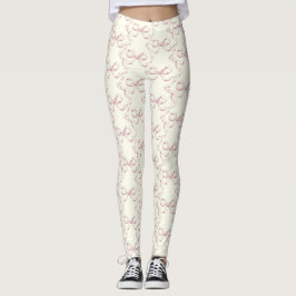 Elegante  Girly Preppy Roze Bogen op Ivoor Leggings