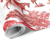 Elegante Girly rood Sinaasappel Horse Toile Cadeaupapier (Rol Hoek)