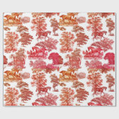 Elegante Girly rood Sinaasappel Horse Toile Cadeaupapier (Vlak)