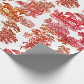 Elegante Girly rood Sinaasappel Horse Toile Cadeaupapier (Hoek)