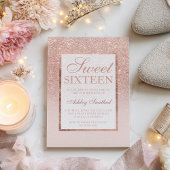 Elegante girly roos gouden glitter chic Sweet 16 Kaart