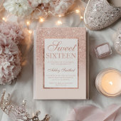 Elegante girly roos gouden glitter chic Sweet 16 Kaart
