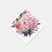 Elegante Girly Roze Waterverf Bloemen Servet (Hoek)