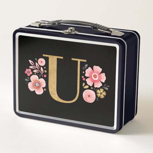 Elegante Girly Roze Zwarte Bloem (Voorkant)