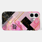 Elegante girly roze zwarte faux Glitter geometrisc Case-Mate iPhone Case (Achterkant (horizontaal))
