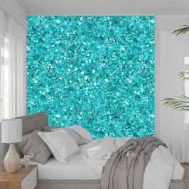 Elegante Girly Turquoise glitter textuur Behang