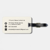 Elegante Girly Waterverf Blauw Beige & Roze Bloeme Bagagelabel (Achterkant horizontaal)