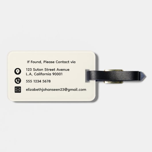 Elegante Girly Waterverf Blauw Beige & Roze Bloeme Bagagelabel (Achterkant horizontaal)