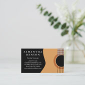 Elegante gitaarlessen zwart wit Musical abstract Visitekaartje (Staand voorkant)