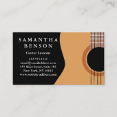 Elegante gitaarlessen zwart wit Musical abstract Visitekaartje (Voorkant)