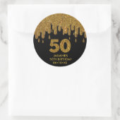 Elegante Glam 50th Verjaardag Gouden Glitter Ronde Sticker (Tas)