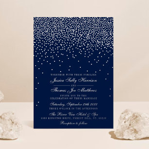 Elegante Glam Confetti Bruiloft Echt Folie Uitnodiging
