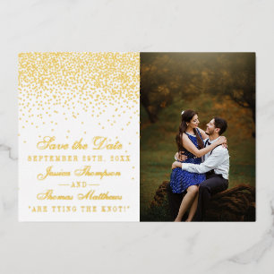 Elegante Glam Confetti bruiloft Save The Date Real Folie Uitnodiging