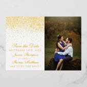 Elegante Glam Confetti bruiloft Save The Date Real Folie Uitnodiging (Voorkant)