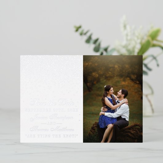 Elegante Glam Confetti bruiloft Save The Date Real Folie Uitnodiging (Staand Voorkant)