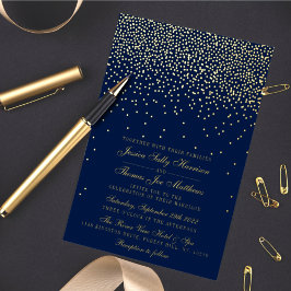 Elegante Glam Confetti Trouw Echt Folie Uitnodiging