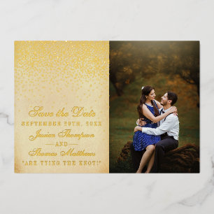 Elegante Glam Confetti Trouw Save The Date Echt Folie Uitnodiging