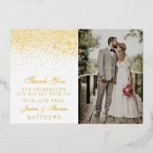 Elegante Glam Confetti trouwfoto dank u echt Folie Uitnodiging (Voorkant)