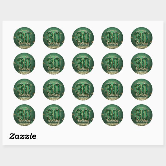 Elegante Glam Emerald Green Edelstenen 30e verjaar Ronde Sticker (Vel)
