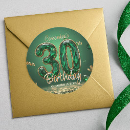 Elegante Glam Emerald Green Edelstenen 30e verjaar Ronde Sticker