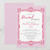 Elegante Glam Frame & Roze Strepen Bruidsfeest Kaart (Voorkant / Achterkant)