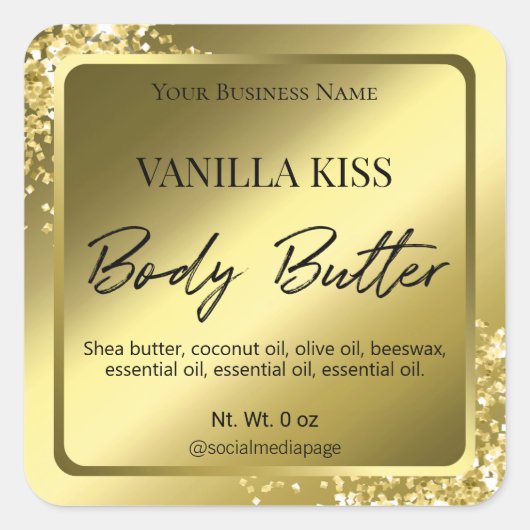 Elegante Glam Gold Body Butter Labels (Voorkant)