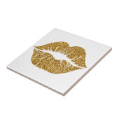 Elegante Glam Gold Glitter Lips Sparkle Tegeltje (Zijkant)