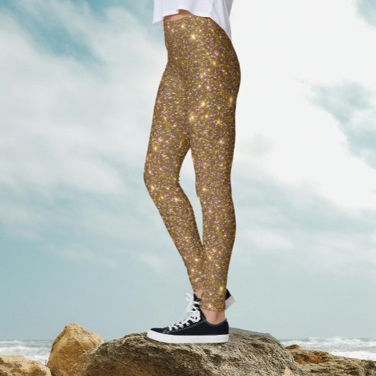 Elegante Glam Gold Glitter Shiny Sparkle Lux Party Leggings