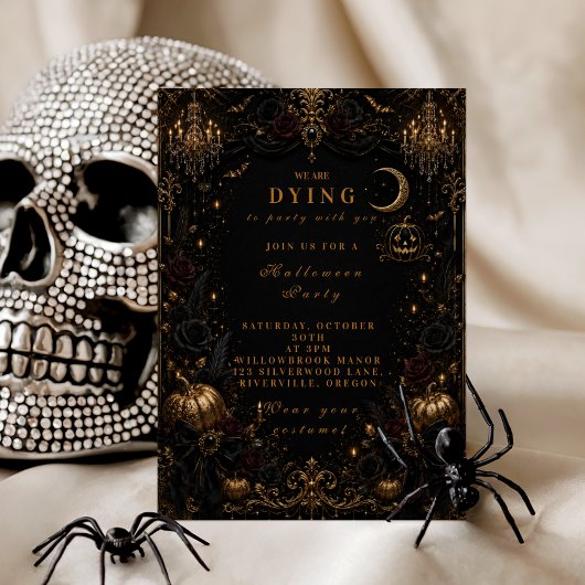 Elegante Glam Halloween-feest Kaart