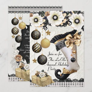 Elegante Glam Holiday Christmas Party Uitnodiginge Kaart
