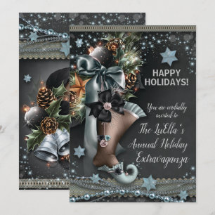 Elegante Glam Holiday Christmas Party Uitnodiginge Kaart