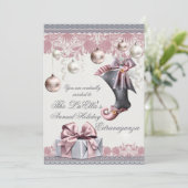 Elegante Glam Holiday Christmas Party Uitnodiginge Kaart (Staand voorkant)