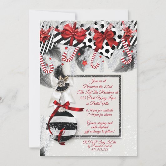 Elegante Glam Holiday Christmas Party Uitnodiginge Kaart (Achterkant)