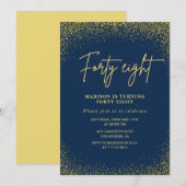 Elegante Glam Navy Gold Glitter 48e verjaardag Kaart (Voorkant / Achterkant)