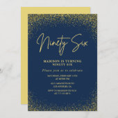 Elegante Glam Navy Gold Glitter 96e verjaardag Kaart (Voorkant / Achterkant)
