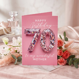 Elegante Glam Roze Diamant Glans 70e Verjaardag Kaart