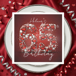 Elegante Glam Ruby Rode Edelstenen 65e Verjaardag Servet