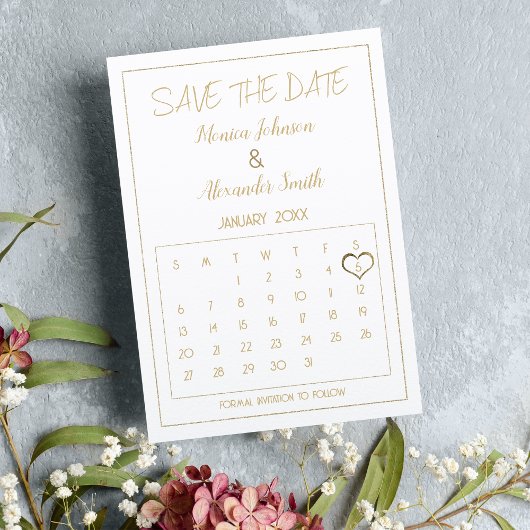 Elegante Glam White Gold Agenda Save the Date Aankondigingskaart