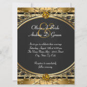 Elegante Glam Zwart en Goud bruiloft Kaart (Achterkant)
