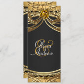 Elegante Glam Zwart en Goud bruiloft Kaart (Voorkant / Achterkant)