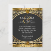 Elegante Glam Zwart en Goud bruiloft Kaart (Achterkant)