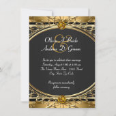 Elegante Glam Zwart en Goud bruiloft Kaart (Achterkant)